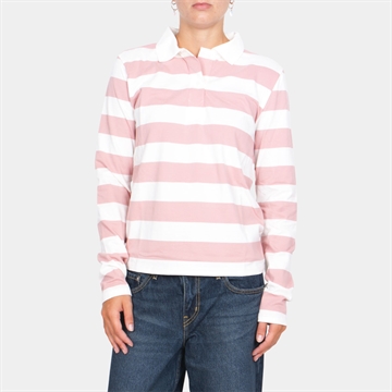 Grunt Ante Stripe LS Polo Tee Dusty Rose